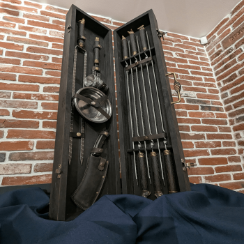 Подарунковий кейс з шампурами на 6 персон “Класичний темний” (21 предмет)