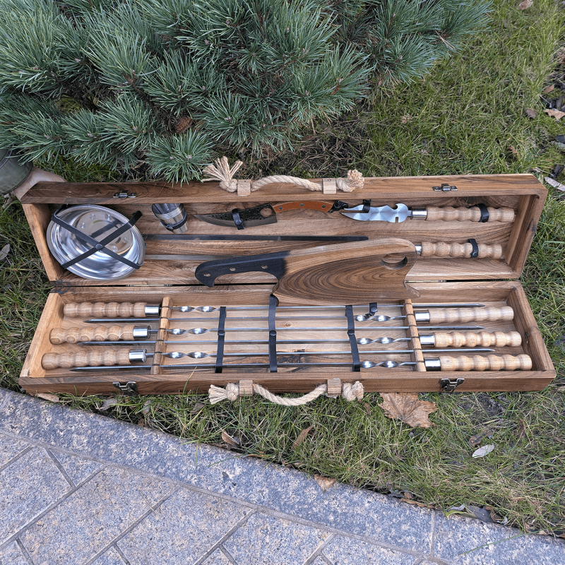 Подарунковий набір шампурів на 6 персон “Вдалий пікнік” в кейсі  (21 предмет)